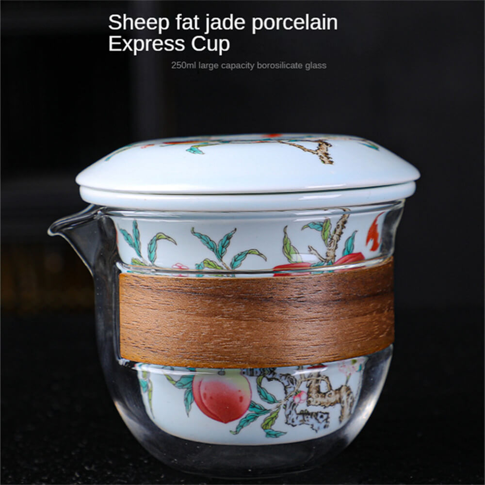 Peaches bring luck one pot three cups travel tea set