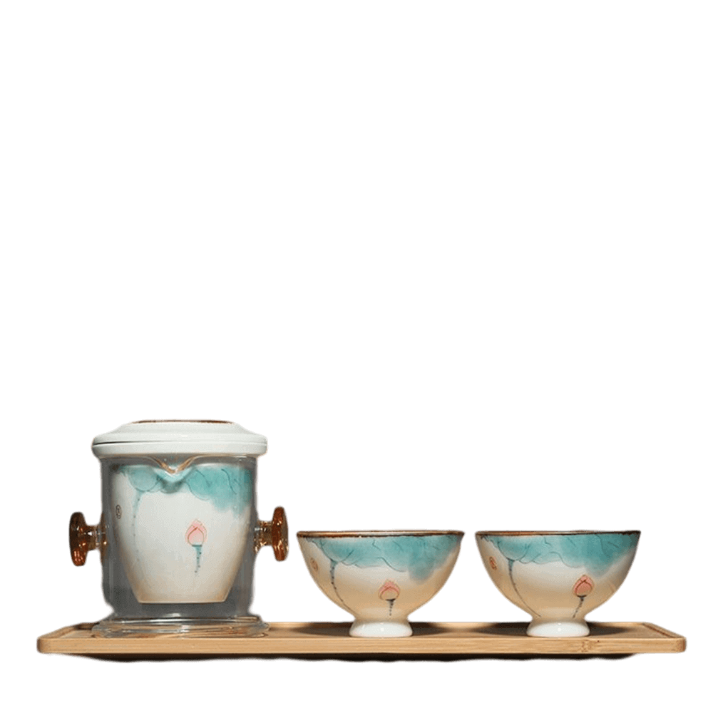 Hand Painted Lotus Home Tea Set