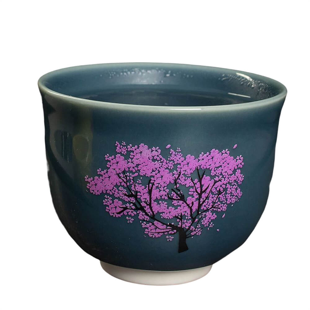 Celadon Cherry Blossom Color-changing Dragon and Phoenix Cup