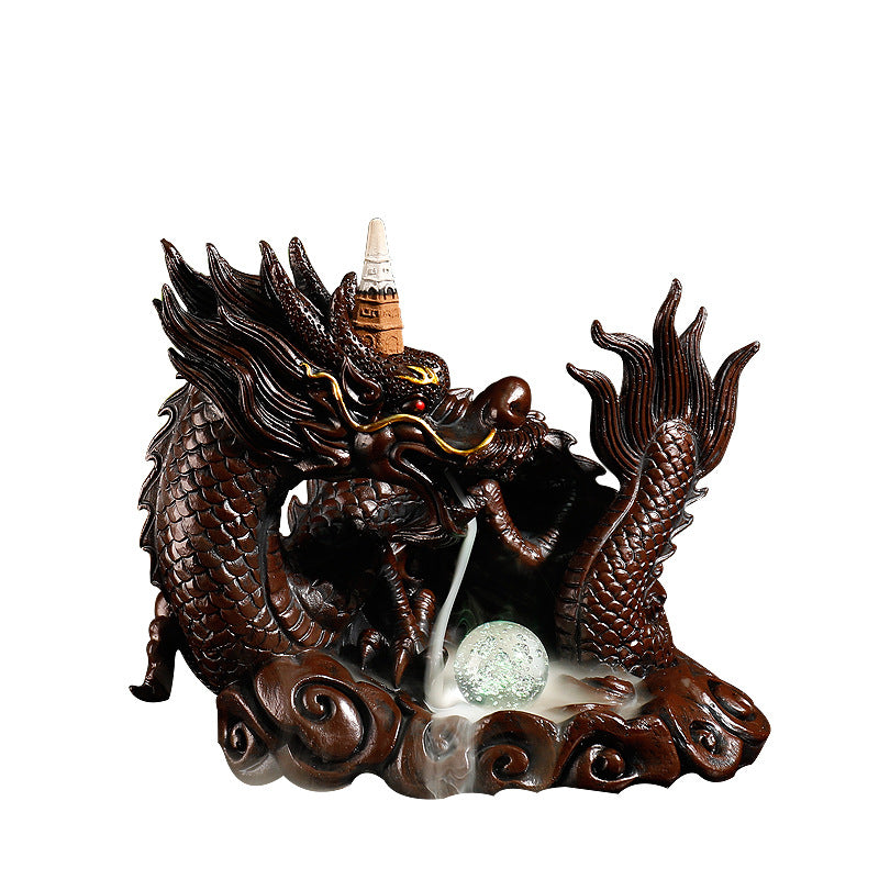 Dragon Playing with Pearl LED Backflow Incense Burner