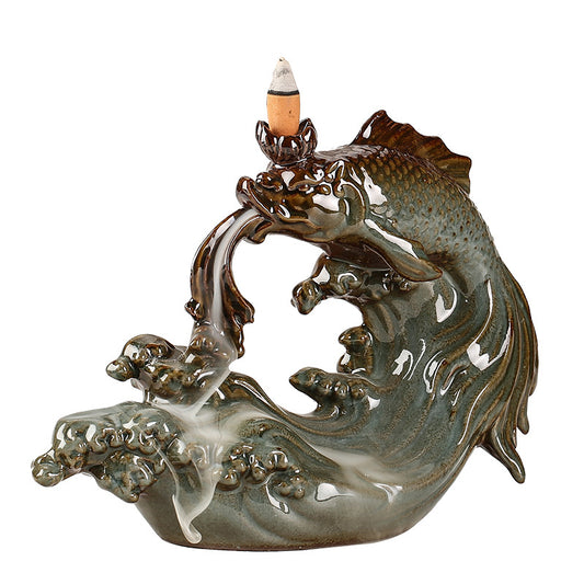 Fish Leaping Dragon Gate Backflow Incense Stove