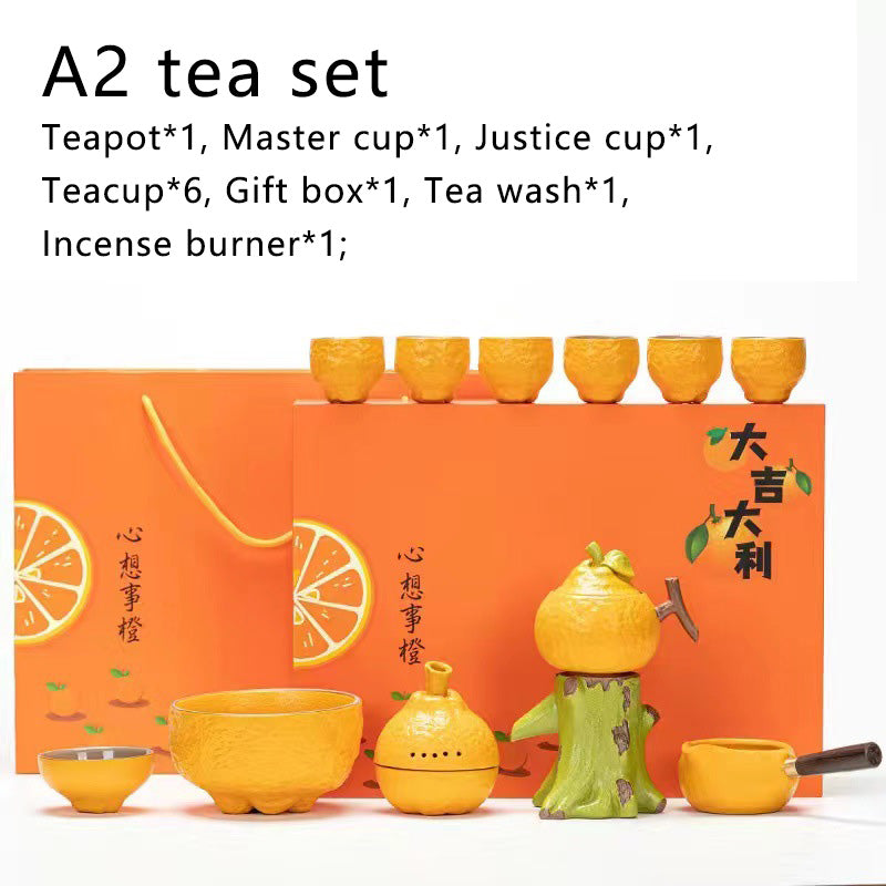 Lucky Orange Automatic Tea Set