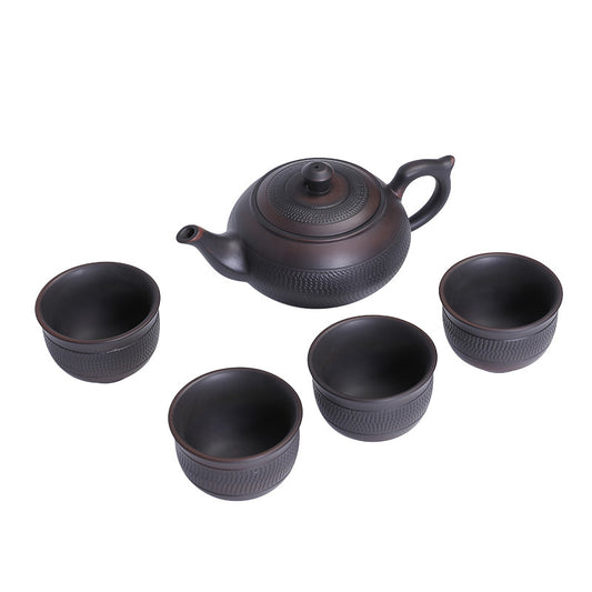 Jianshui Purple Pottery One Pot Four Cups Travel Tea Set
