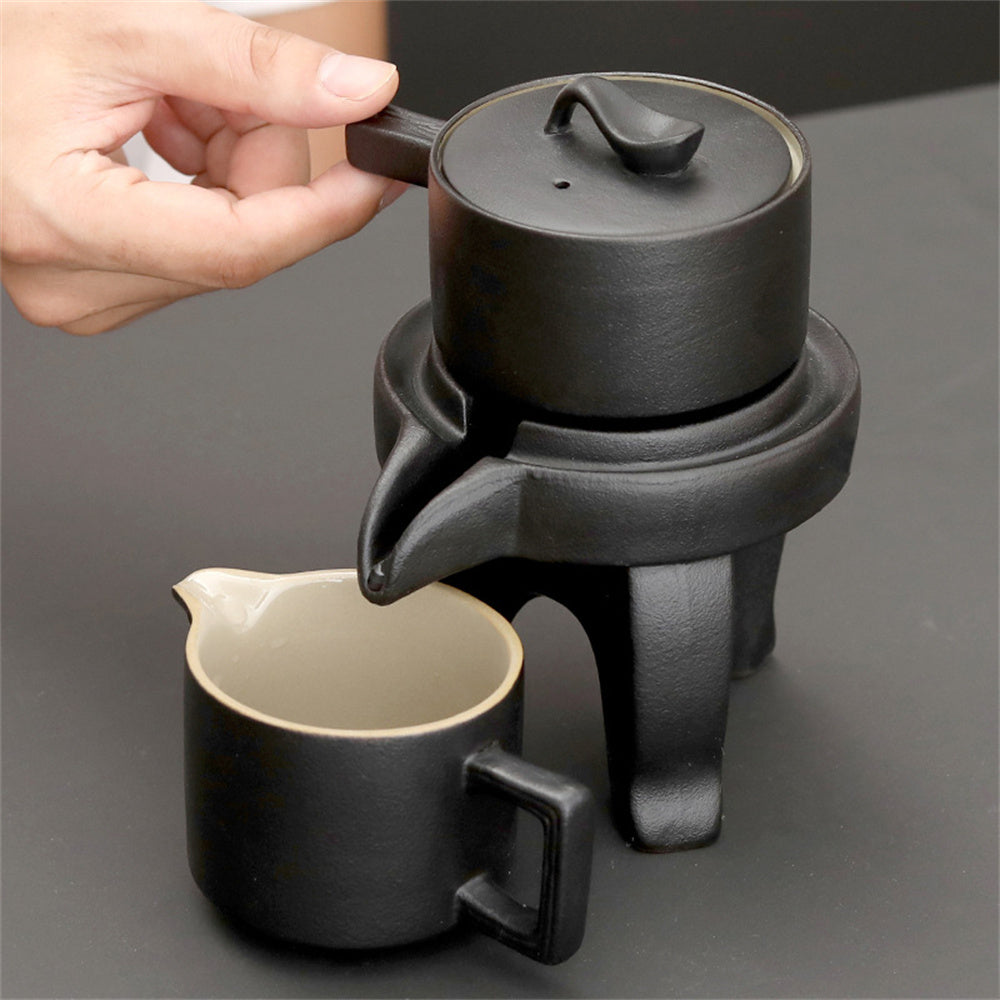 Black Pottery Stone Mill Automatic Tea Set