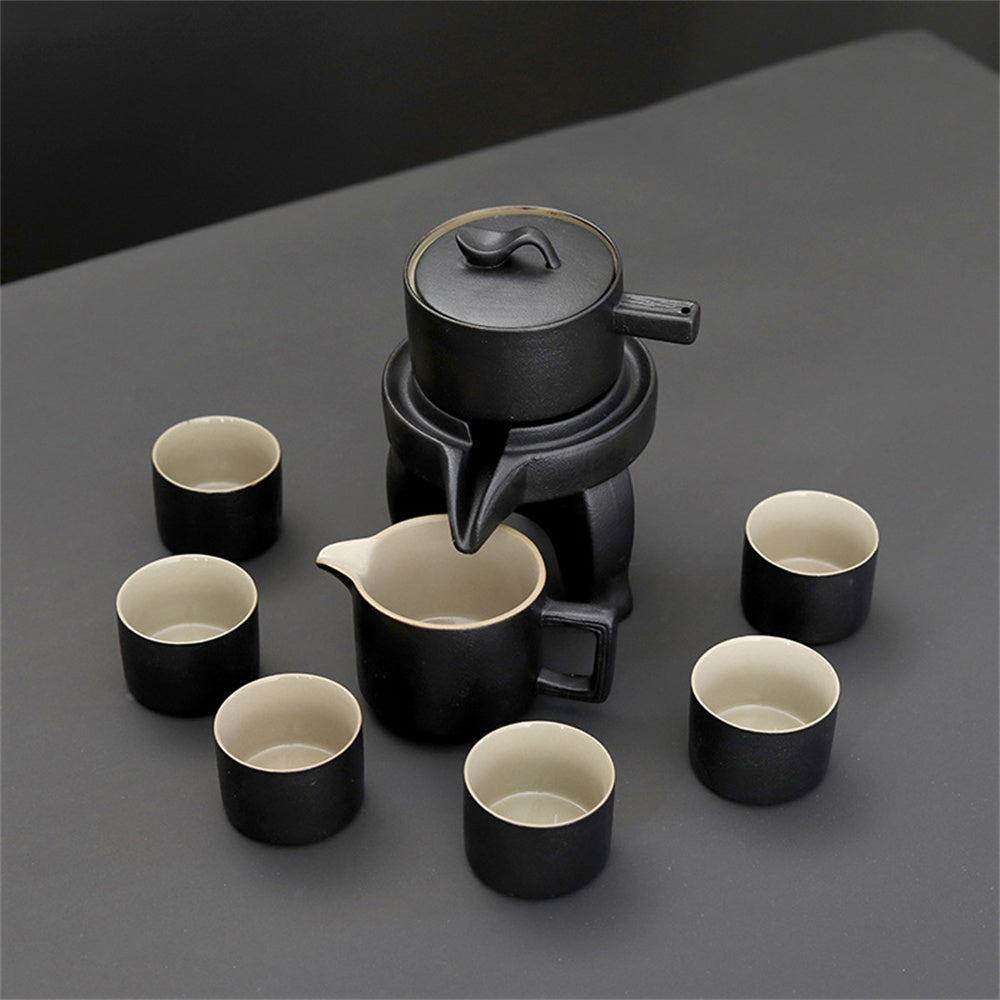 Black Pottery Stone Mill Automatic Tea Set