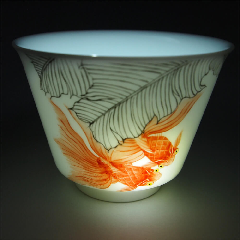 Fencai Goldfish Tianbai Porcelain Teacup