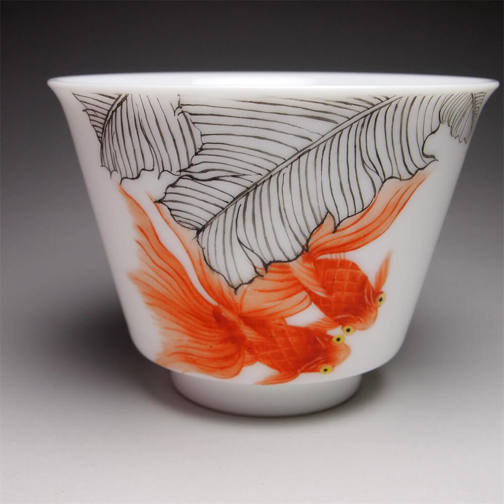 Fencai Goldfish Tianbai Porcelain Teacup