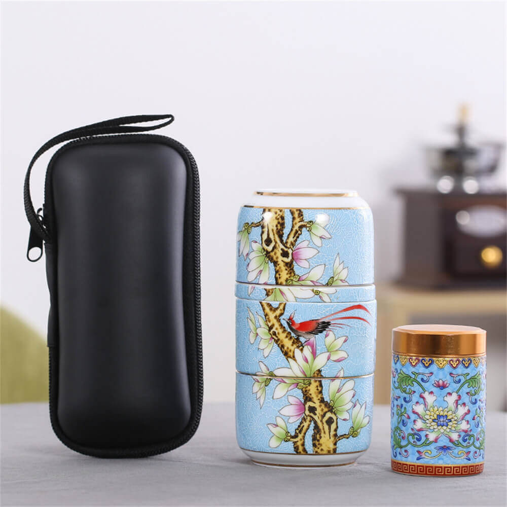 Bird's song and fragrance of flowers concentric travel tea set