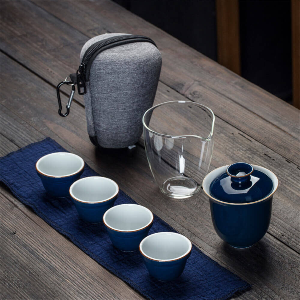 Simple Japanese Travel Tea Set With Tureen