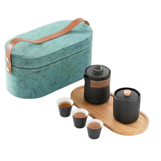 Country In Chaos Travel Tea Set Leather Bag Set