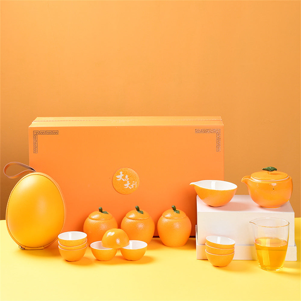 Tangerine Auspicious Tea Set