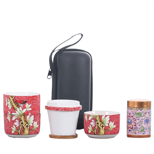 Bird's song and fragrance of flowers concentric travel tea set