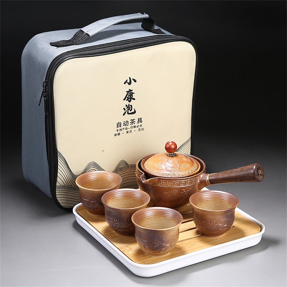 Rocking Wooden Handle Teapot Automatic Tea Set