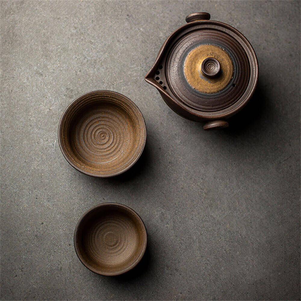 Ceramic Lotus Traveling Tea Set