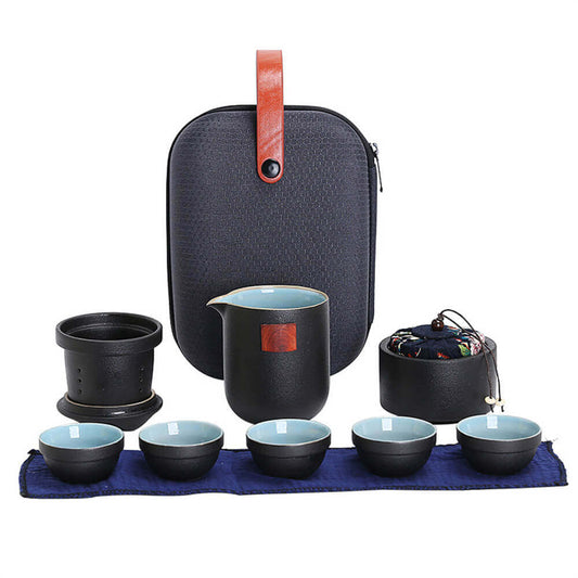 Black Pottery Travel Tea Set