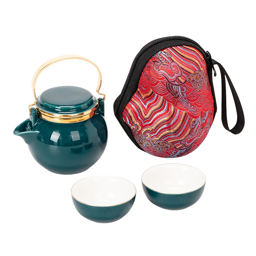 The Gourd Shape One Pot Two Cup Travel Tea Set