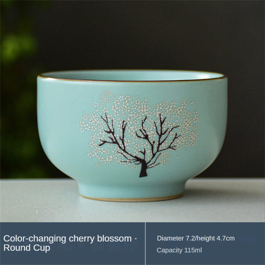 Thermochromic Ru kiln Cherry blossom cup