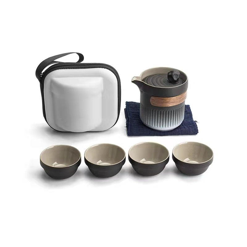 Taihu stone a pot of four cups portable tea set