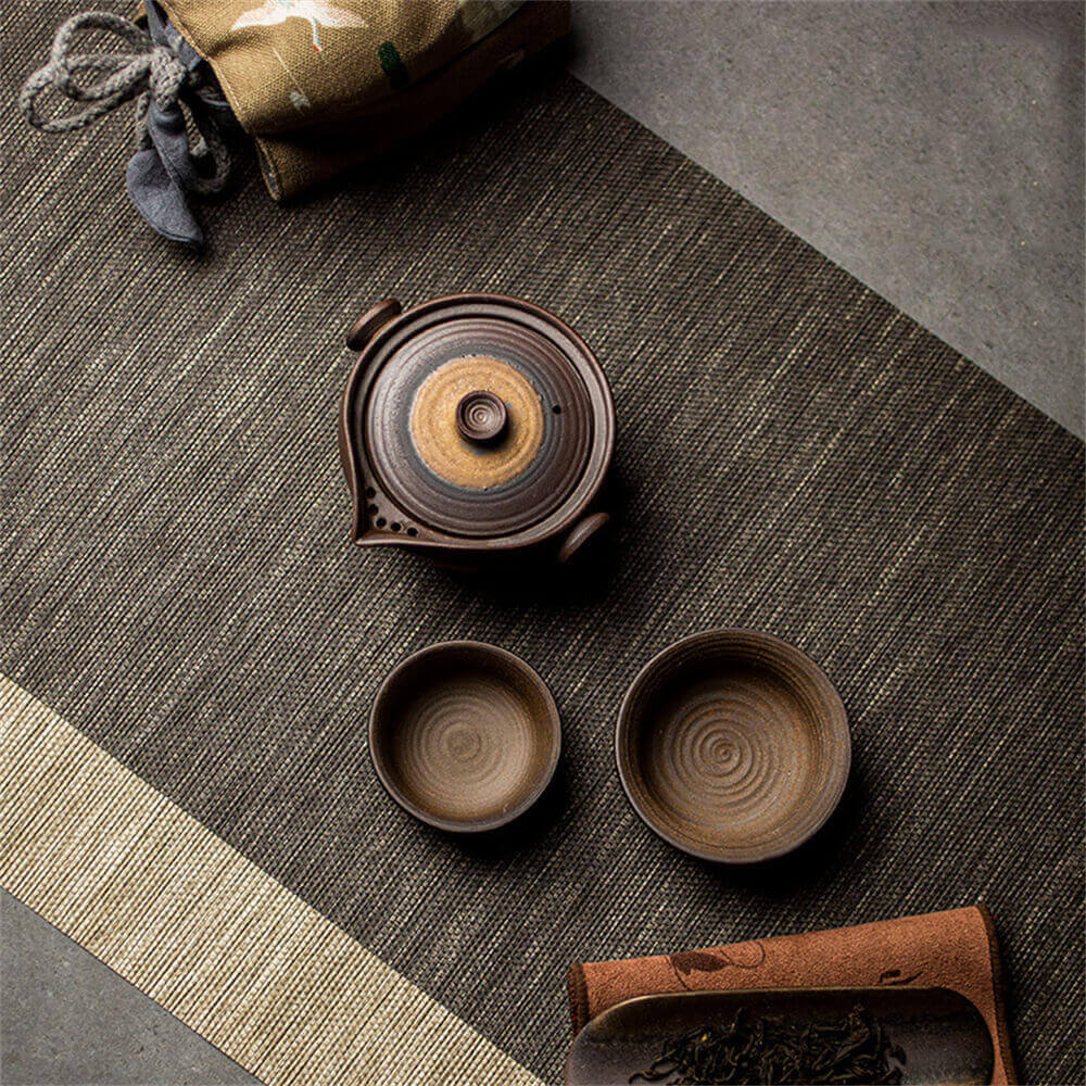 Ceramic Lotus Traveling Tea Set