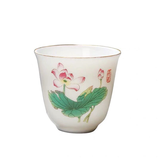 Hand-painted Lotus Leaf Tea Cup