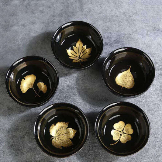 Golden leaf Traditional Kiln Change Ceramic Teacup