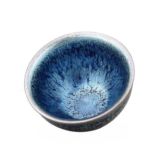 Jian zhan Ocean Tenmoku Tea Cup Natural Clay Glaze Fired in Kiln under 1300 Celcius Porcelain Tea Bowl Ceramic Kungfu Teacup
