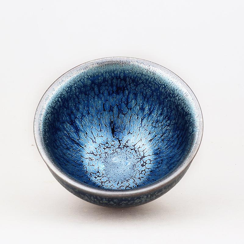 Jian zhan Ocean Tenmoku Tea Cup Natural Clay Glaze Fired in Kiln under 1300 Celcius Porcelain Tea Bowl Ceramic Kungfu Teacup