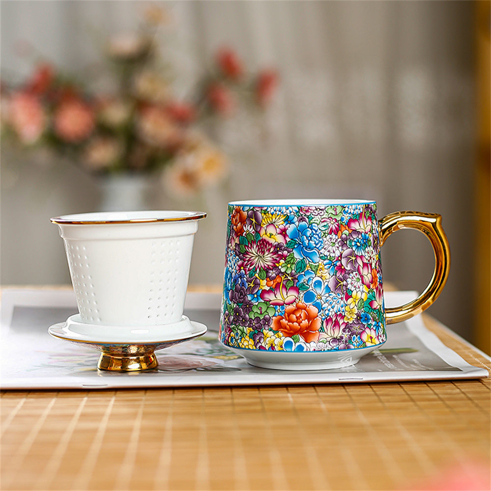 Flower Enamel Office Cup