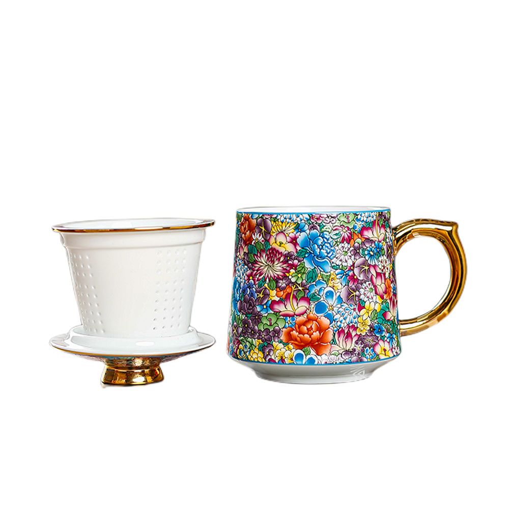 Flower Enamel Office Cup