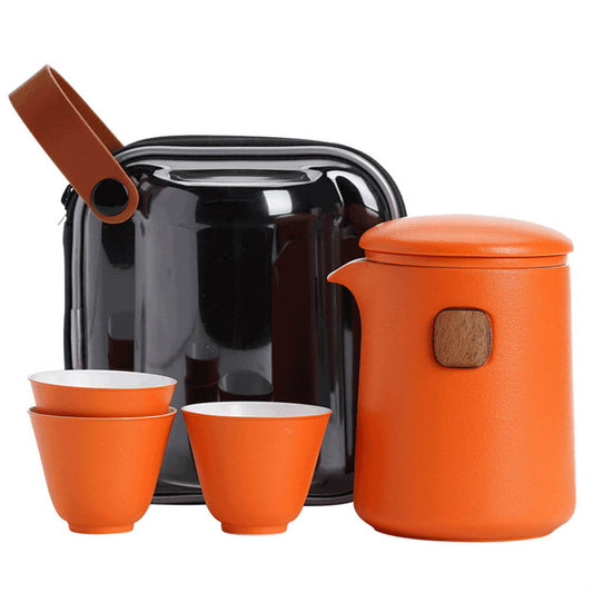 Simple dazzle color a pot of three cups travel set