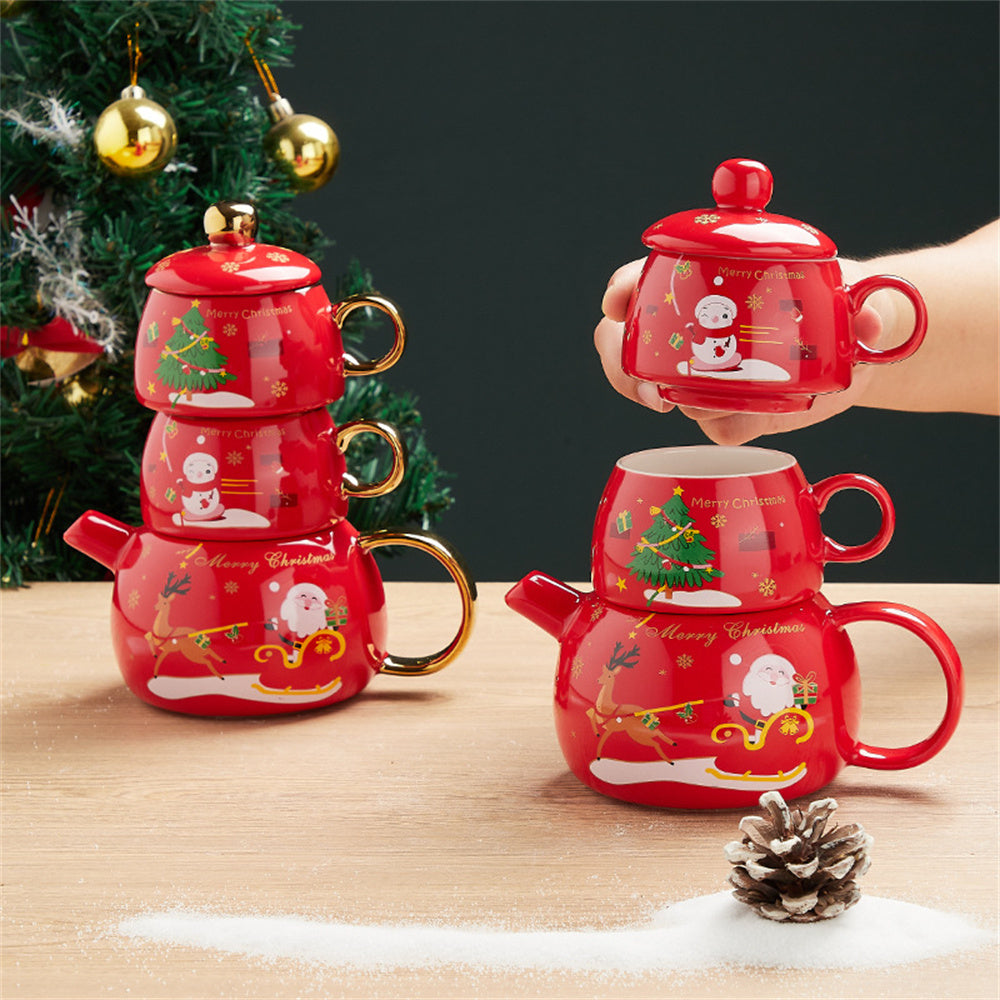 Christmas Ceramic Flower Tea Set