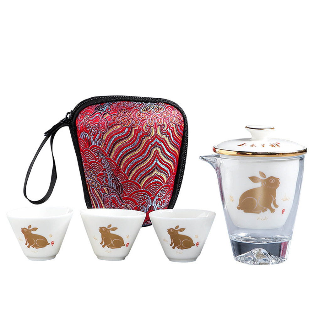 Jade Rabbit Auspicious Travel Tea Set