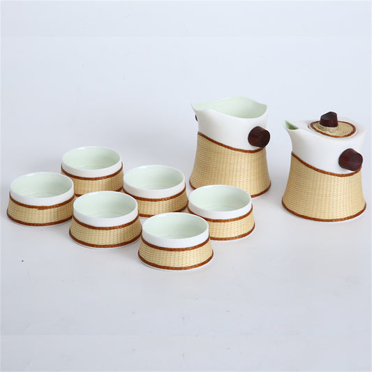 Bamboo Buckles Porcelain of White Bamboo Style Set