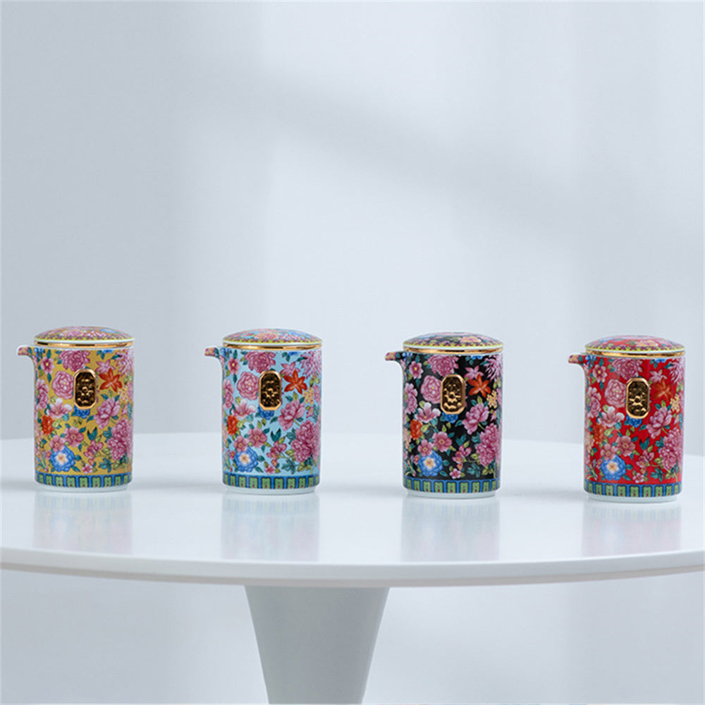 Hundred Flowers Enamel Travel Tea Set