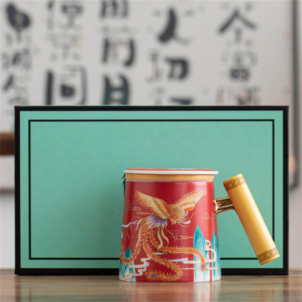 Phoenix Chaoyang Mug with Wooden Handle