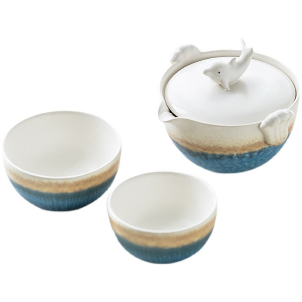 Ceramic Dolphin Travel Tea Set