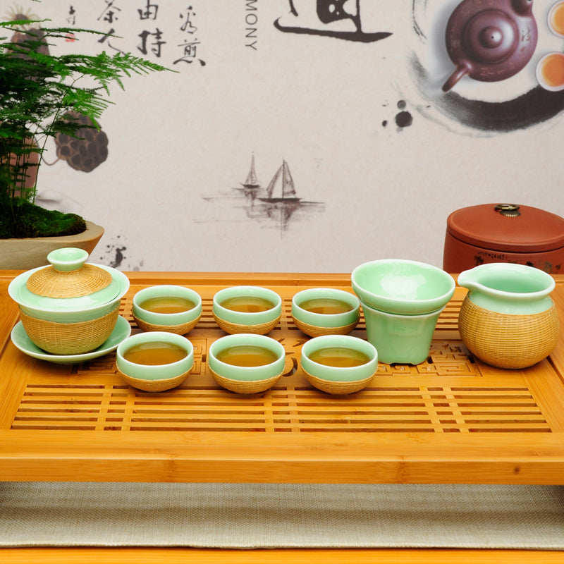 Bamboo Celadon Tea Set