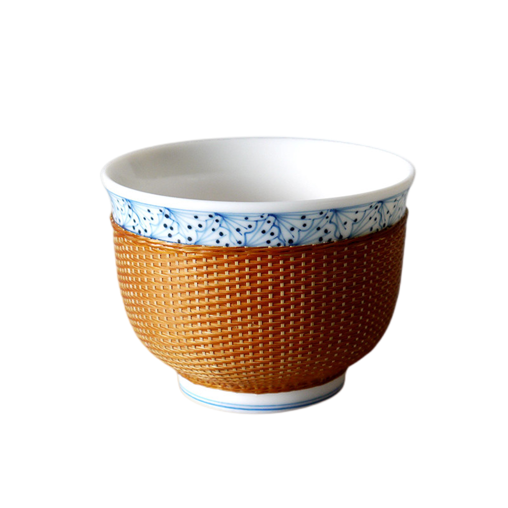 Porcelain Flower Cup With Bamboo Thread Buckle