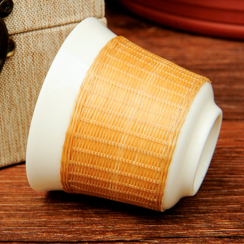 Bamboo white porcelain cup