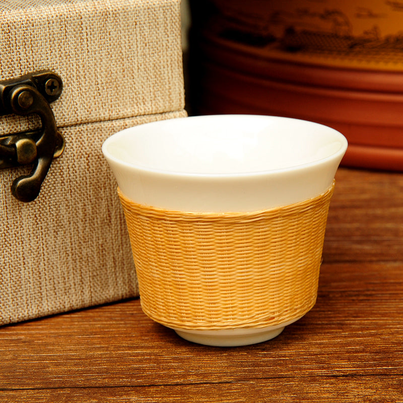 Bamboo white porcelain cup
