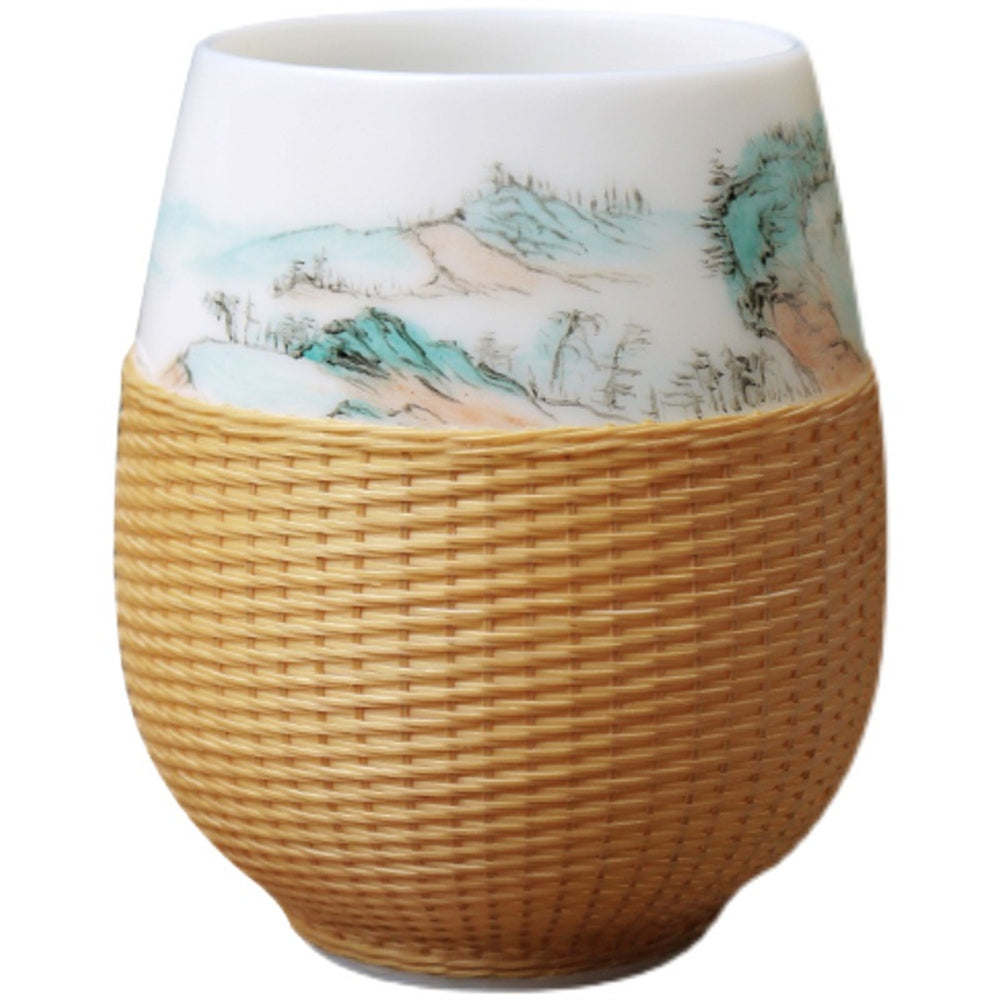 Silk Button Porcelain Landscape Tea Cup