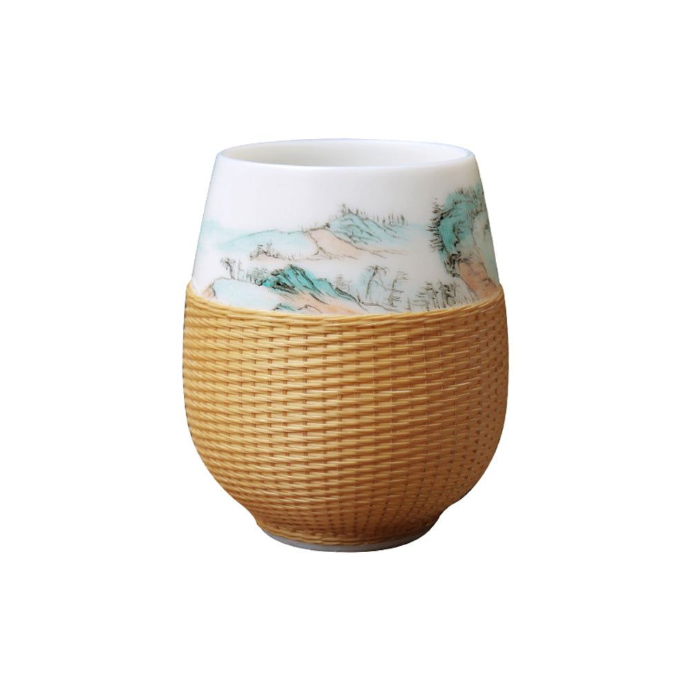 Silk Button Porcelain Landscape Tea Cup