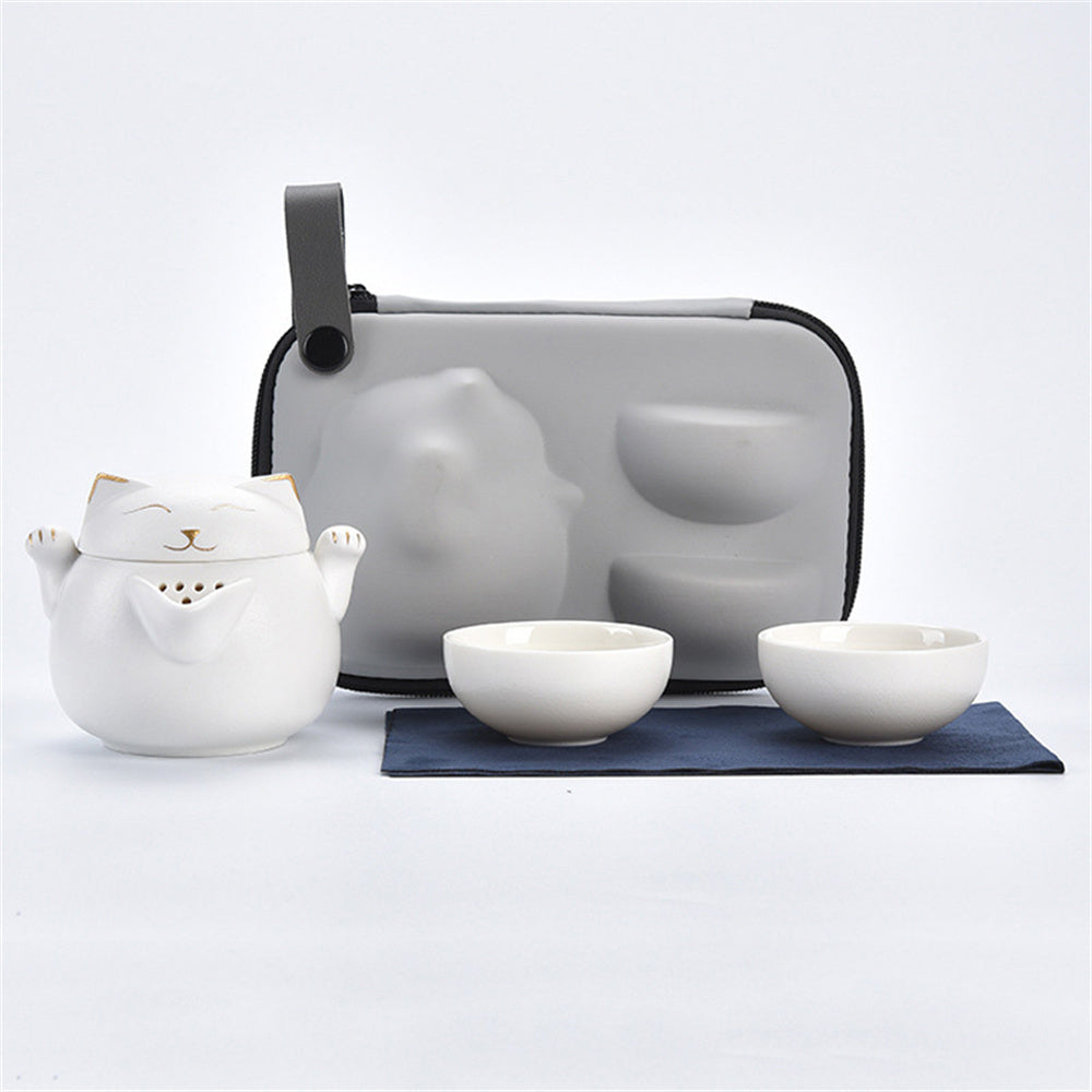 Cheerful Cat Travel Tea Set