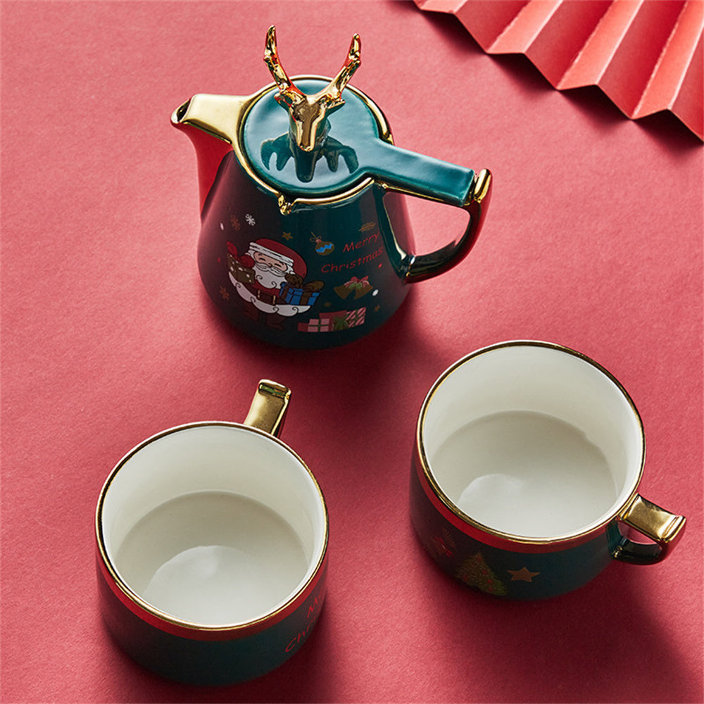 Elk Christmas Themed Ceramic Tea Set