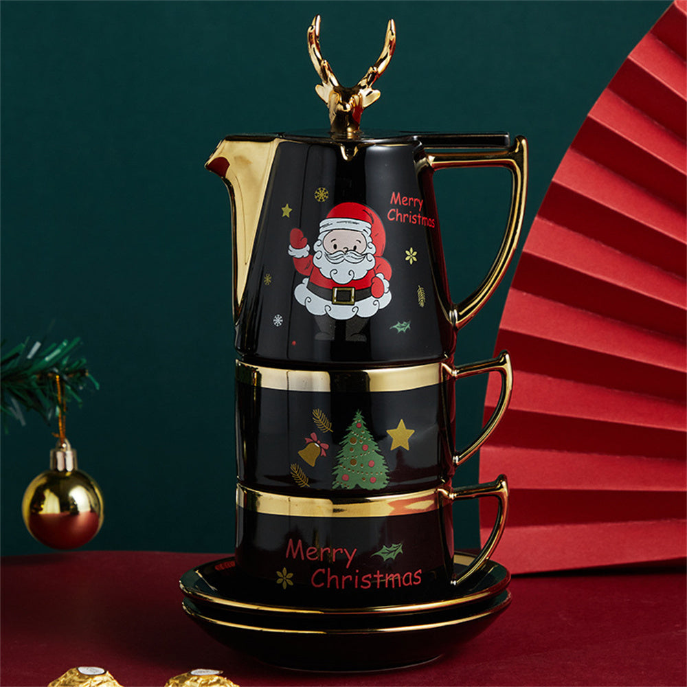 Elk Christmas Themed Ceramic Tea Set