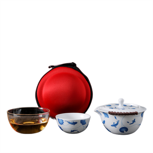 Lotus Pond Opera Koi Lucky Travel Tea Set