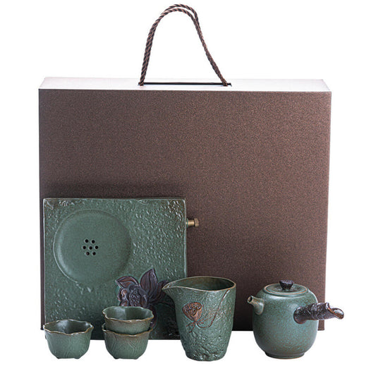 Dark Green Chu Lotus Kung Fu Tea Set