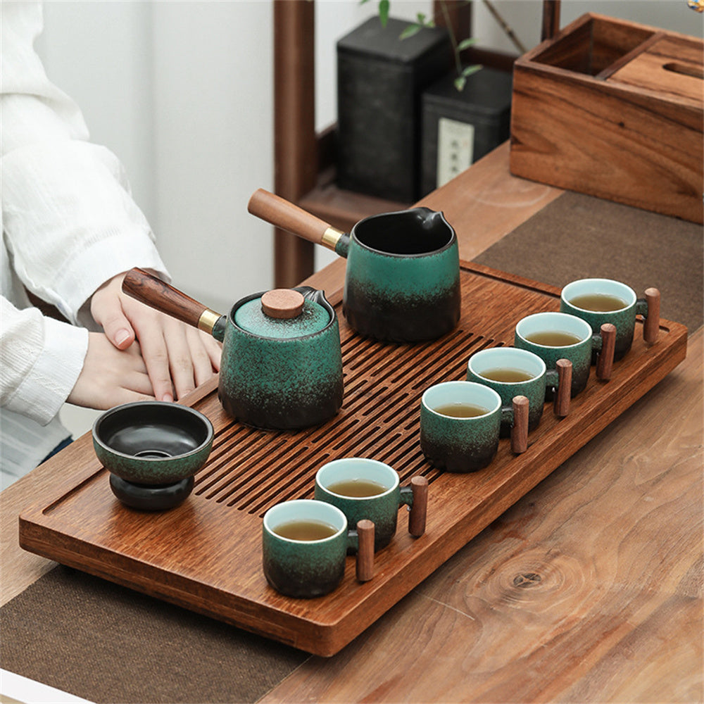 Ceramic Wooden Handle Kung Fu Tea Set
