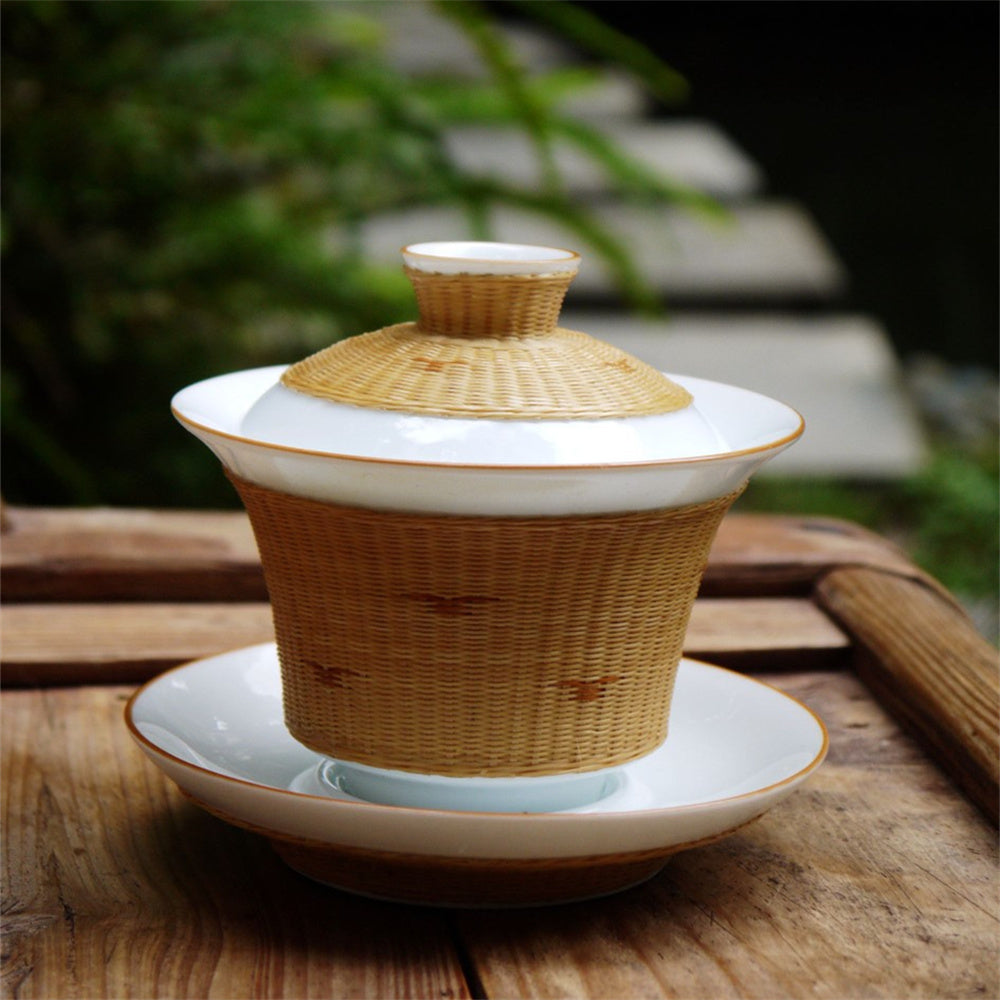 The swallow Pattern Bamboo Buckles Porcelain Gai Wan