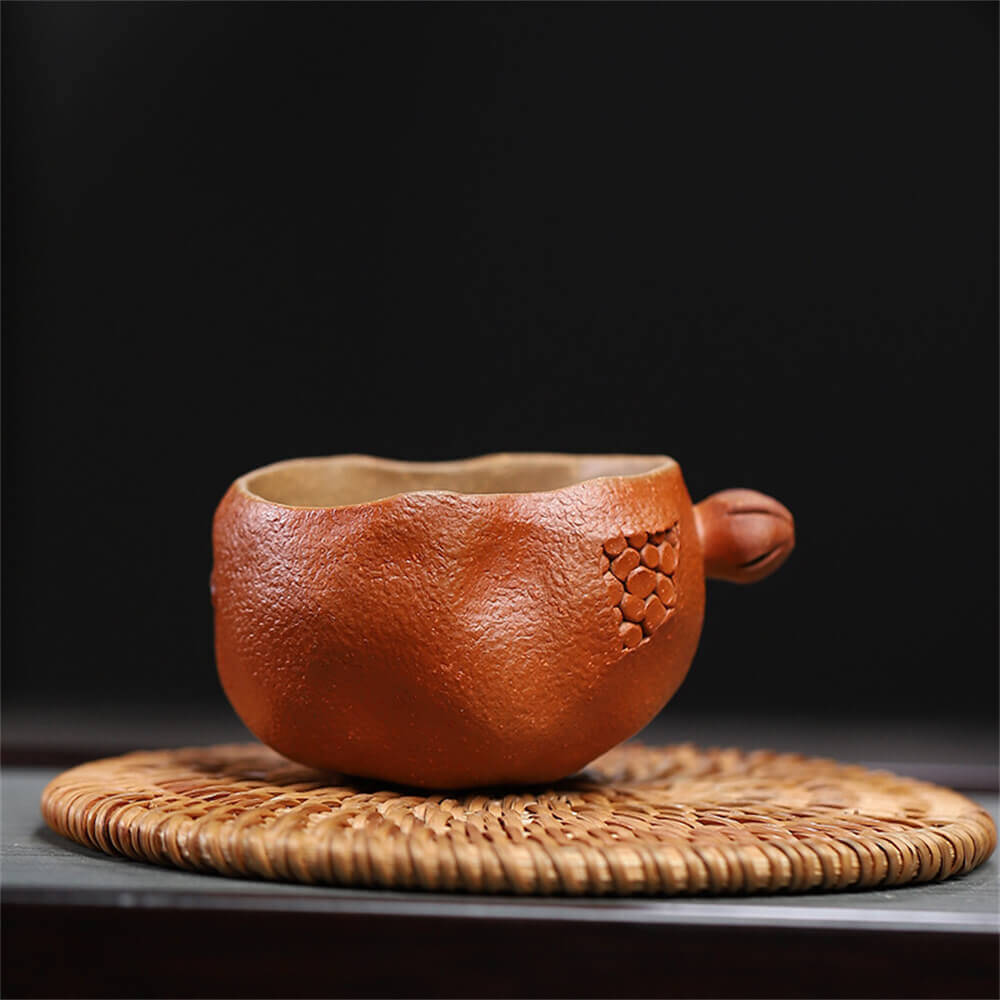 Purple sand tea cup in pomegranate shape